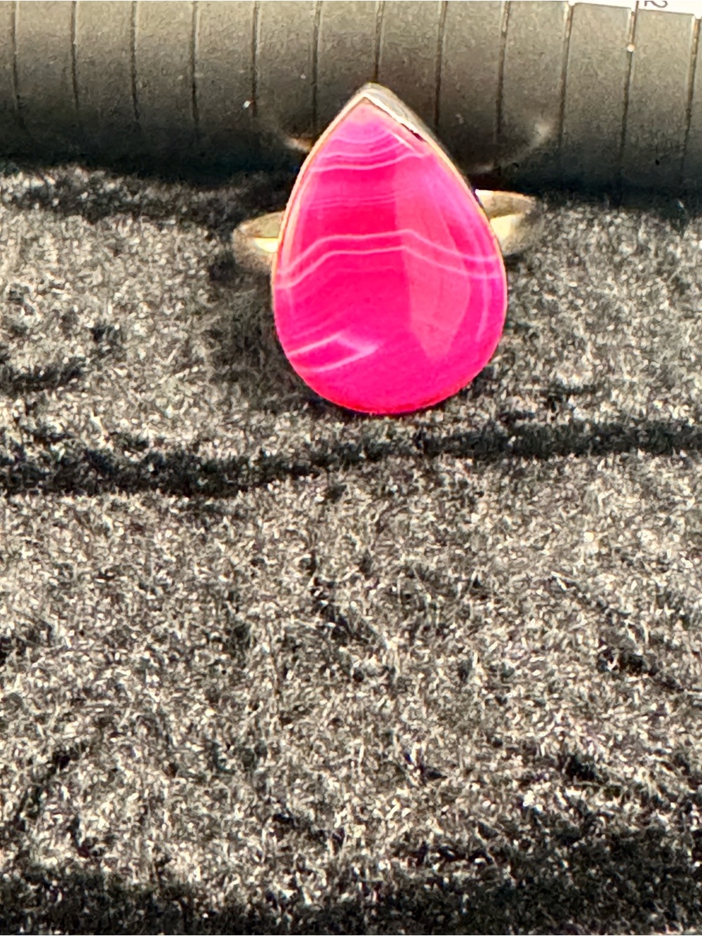 Stunning Pink Agate Teardrop Ring – Solid Sterling Silver - Picture 5 of 9